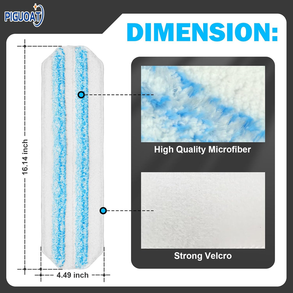 H2prO Mop Pads Fit for Ocedar H2prO Flat Mop, 6 Pack Mop Refills for O-Cedar H2pro Flat Mop, Machine Washable Reusable Microfiber Mop Heads Replacements for Ocedar H2 Pro Mop