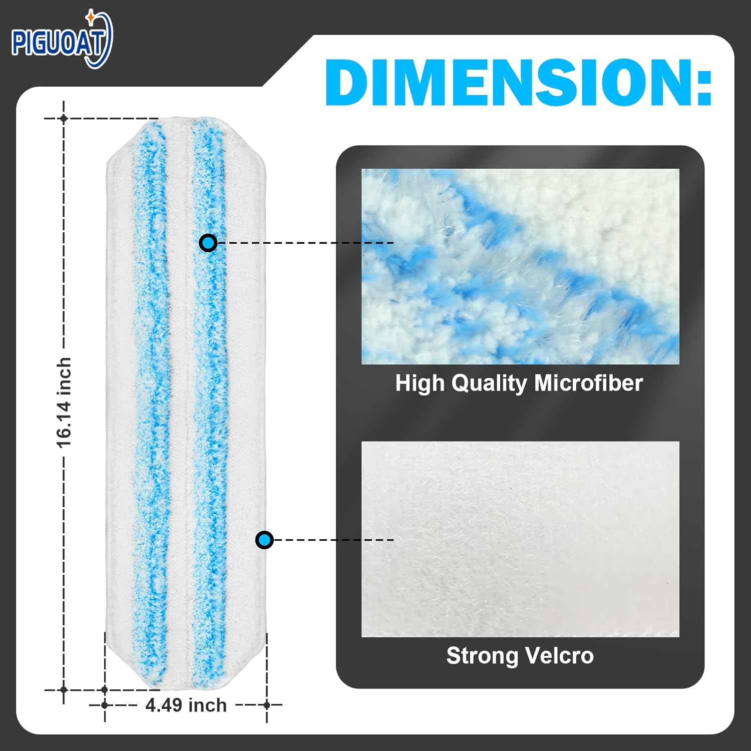 H2prO Mop Pads Fit for Ocedar H2prO Flat Mop, 6 Pack Mop Refills for O-Cedar H2pro Flat Mop, Machine Washable Reusable Microfiber Mop Heads Replacements for Ocedar H2 Pro Mop