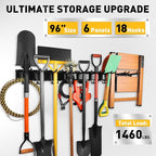 ELEAD 18-Pairs Heavy Duty Garage Tool Organizer Wall Mount Hooks, 96 Inches 1460 lbs Garden Tool Organizer with Adjustable Hooks for Garden, Yard, and Shed
