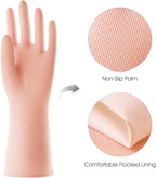 COOLJOB 2 Pairs Thickened Rubber Gloves with Cotton Lining & Non-slip Grip, Colorful Household Long Lasting Dishwashing Gloves for Kitchen & Bathroom Cleaning, Orange & Blue, Small