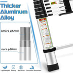 RIKADE Telescoping Ladder 8.5FT & Attic Ladder, Heavy Duty Aluminum with Non-Slip Feet, 330lb Capacity for RV, Attic, Roof & Multi-Surface Use