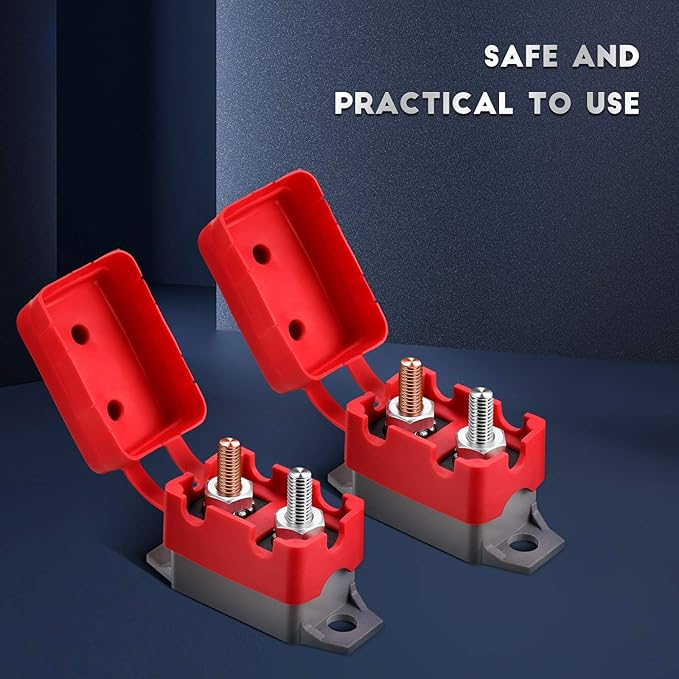 4 Pieces DC 12V - 24V Automatic Reset Circuit Breaker Circuit Breaker with Cover Stud Bolt for Automotive and More (50 Amp)