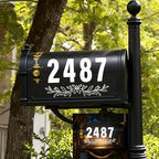 Reflective Mailbox Numbers 4 Inch (0-9) for Outside House Address Number Stickers for Mail Box White Self-Adhesive Stickers-Waterproof and UV Resistant Signs, Door, Address Farmhouse Decor(6 Sets)