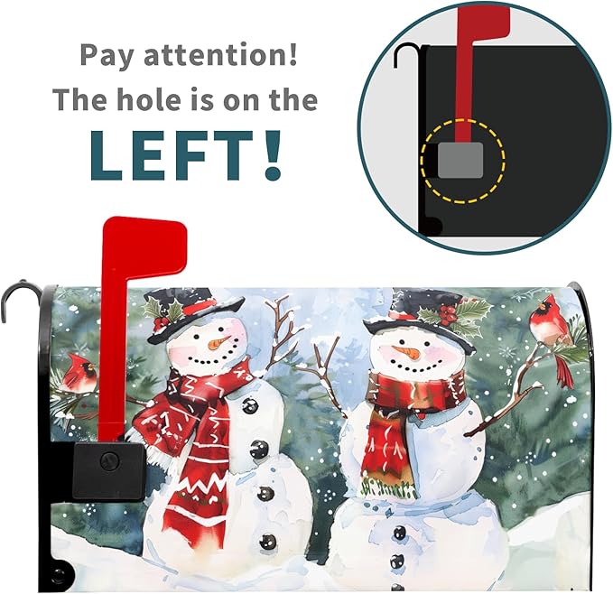 Kawani Winter Magnetic Snowman Trees Snow Mailbox Covers - Standard Size 25.5x21 Inch - Xmas Holiday Post Letter Box Cover for Garden Yard Decor