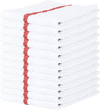 Arkwright Qwick Wick Bar Mop Towels - (Pack of 12) 100% Cotton Quick Dry Dishcloths, Super Absorbent Multipurpose Cleaning Rags for Restaurants, Kitchen, Bathroom, Hotel, 16 x 19 in, Red Stripe