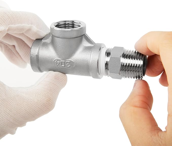 ChillWaves 304 Stainless Steel Pipe Fitting, Hex Nipple 1" NPT Male x 1" NPT Male Thread Adapter(3-PACK)