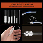 10 Pcs Flexible Drain Brush Straw Cleaner Brush Set,Pipe Cleaners Brush,61Inch Stainless Steel Double-Ended Hose Brush 8.2Inch Nylon Long CPAP Tube Cleaning Brush for Home Kitchen Sink Plumbing(White)