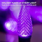 HLO Lighting Set of 500 Purple C9 Faceted LED Christmas Light Bulbs for Indoor & Outdoor Use | Durable Replacement Bulbs