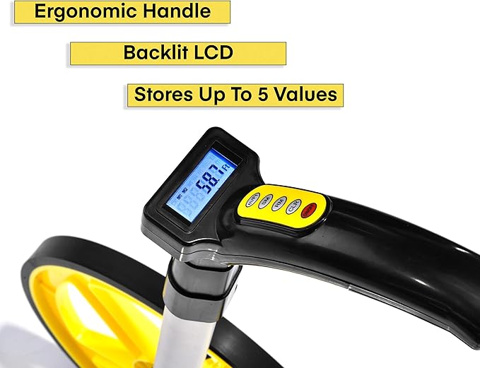 AdirPro Digital Distance Measuring Wheel - Large Digital LCD Display - 12 Commercial Grade Feet-Inch - Free Carrying Bag