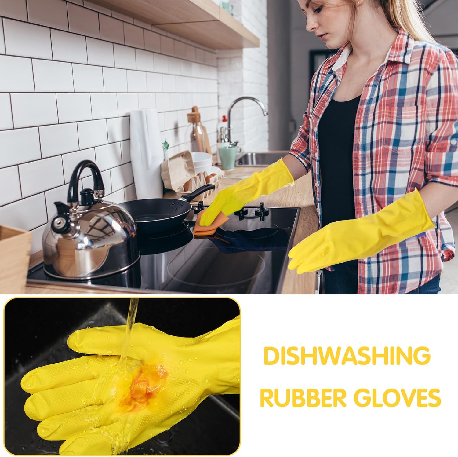 36 Pair Reusable Household Gloves Long Rubber Dishwashing Gloves Kitchen Cleaning for Dishes Clean Gardening