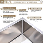 SHACO 25x22 Inch Drop In Kitchen Sink, Top Mount 16 Gauge 304 Stainless Steel 25 Inch Drop In RV Laundry Utility Sink, Brushed Nickel Single Bowl Sink Topmount Overmount Sinks with Drain