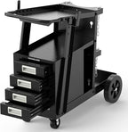 YESWELDER Welding Cart with 4 Drawers for MIG Welder TIG Welder and Plasma Cutter, Heavy Duty Large Storage 360° Rolling Welding Trolley