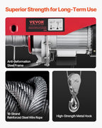 VEVOR Electric Hoist, 1760 lbs 120V Electric Winch with 328 ft Wireless Remote Control, 40 ft Single Cable Lifting Height, Single/Double Slings, Emergency Stop, Lift Hoist for Garage Warehouse Factory