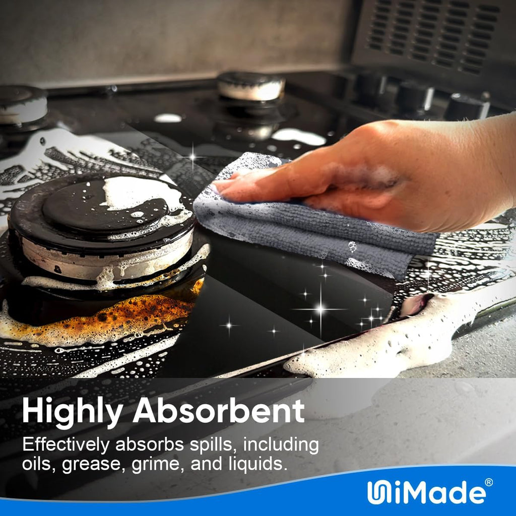 Shop Towel Rags, 20 Pack Reusable Shop Rags Bulk Microfiber Cleaning Cloth Lint Free Cleaning Towels for Car Kitchen Automotive Bar Mechanic Restaurant Garage, 11.5"x 11.5", Grey