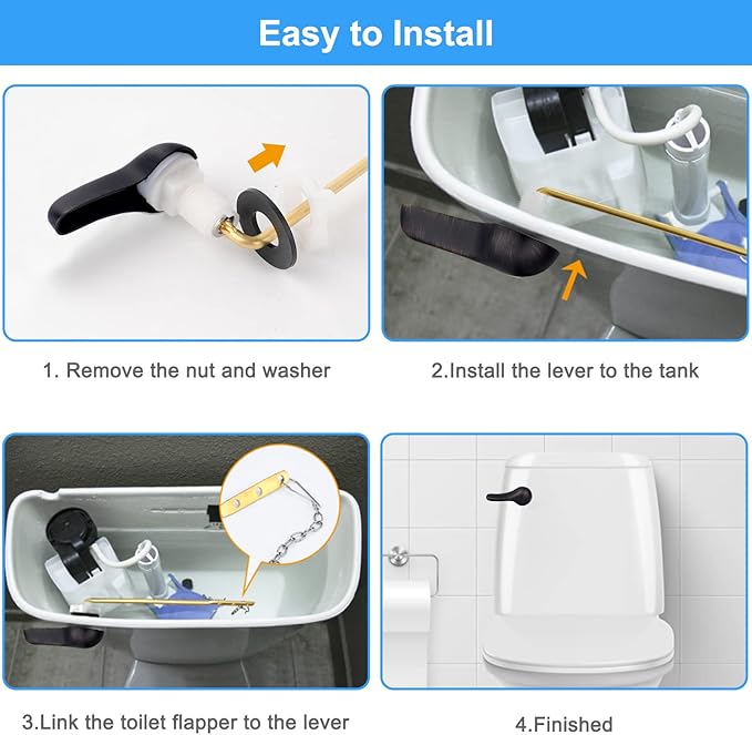 iFealClear 2 Pack Toilet Handle Replacement Kit, Universal Front Mount Tank Flush Lever Replacement, Solid Brass Trip Lever Fits Most Toilets, Oil Rubbed Bronze