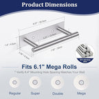 Brushed Nickel Toilet Paper Holder, Adhesive or Screw Toilet Roll Holder Wall Mount, SUS304 Stainless Steel Double Post Pivoting Toilet Roll Holder for Bathroom, Kitchen, Washroom