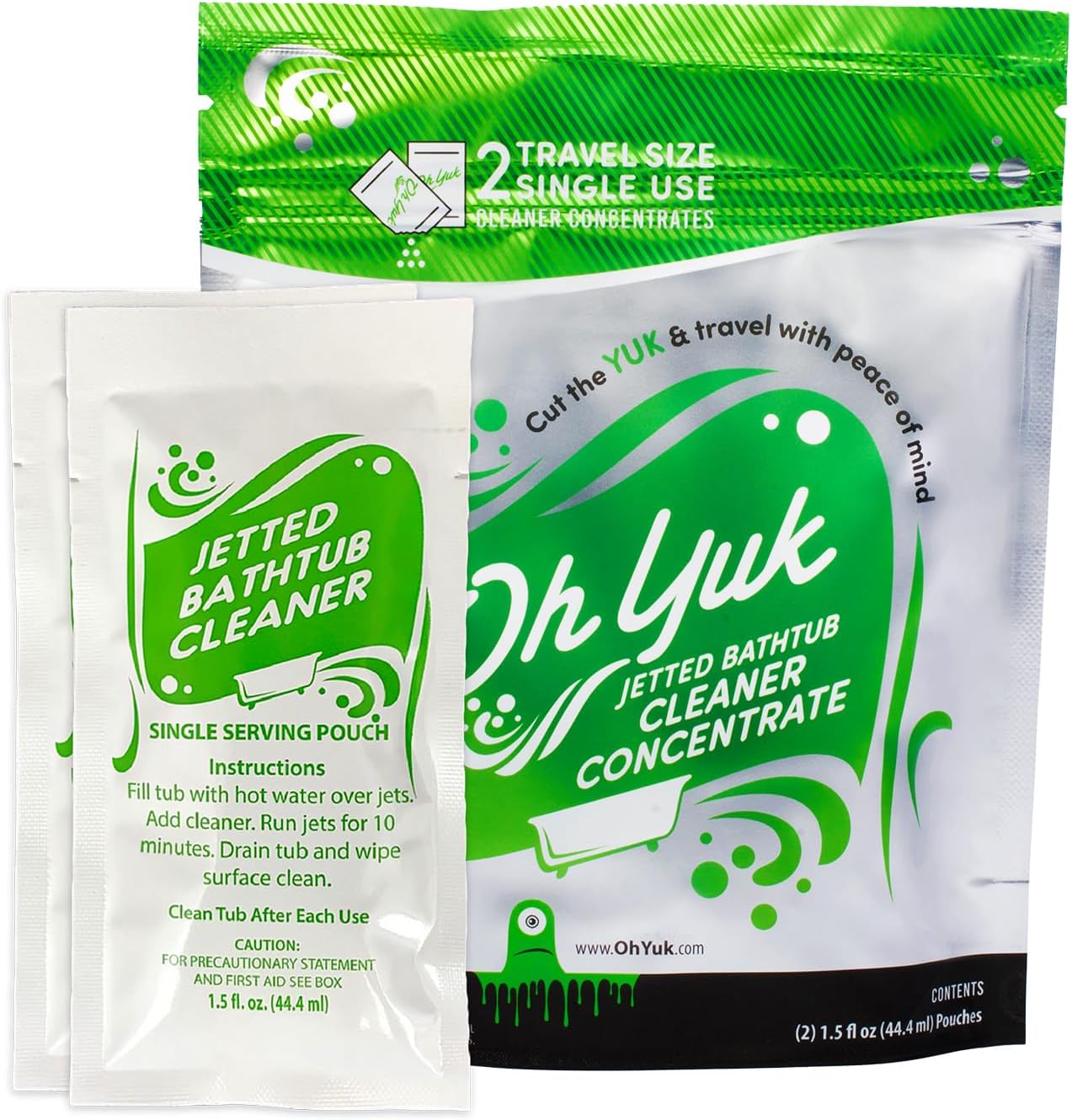 Oh Yuk Jetted Bathtub Cleaner Concentrate - 2 Single-Use Travel Pouches