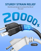 DEWENWILS 25Ft Outdoor Extension Cord Multiple Outlets, Evenly Spaced 3 Outlets Plugs with Safety Cover, 16/3 SJTW Weatherproof Wire for Outdoor String Lights and Holiday Decorations, UL Liste