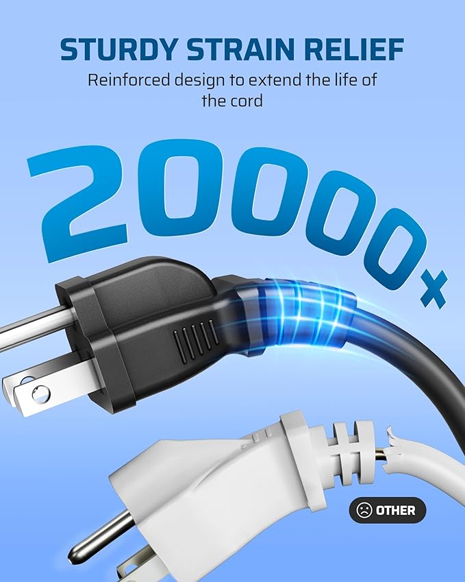 DEWENWILS 25Ft Outdoor Extension Cord Multiple Outlets, Evenly Spaced 3 Outlets Plugs with Safety Cover, 16/3 SJTW Weatherproof Wire for Outdoor String Lights and Holiday Decorations, UL Liste