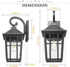 Darkaway Large Outdoor Wall Lights for House, 18inch Exterior Lighting Fixtures Wall Mount Outdoor Porch Lights Waterproof Black Outdoor Sconce Lights with Seeded Glass for Patio Hallway Garage