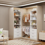 Closet System with Drawers, Wood Closet Organizer System with Adjustable Shelves and Extra Hanging Rod, 81"Tall Closet System for Small Closets, Modular Walk-in Closet System, White (2FT)