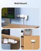 TROND 360° Rotating Plug 10FT Extension Cord, 4 Widely Spaced AC Outlets, Flat Plug Surge Protector, Wall Mount, Surge Protection Power Strip for Travel Kitchen Dorm Room Essentials, White