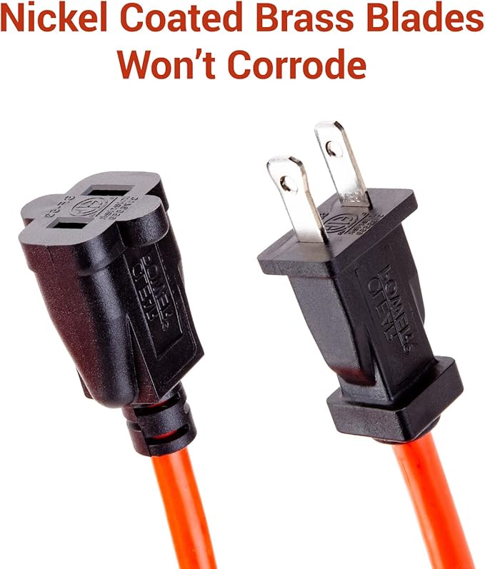 Clear Power 16 Gauge 3Prong Cords (16/2-2-Prong Polarized, Orange, 100 ft)