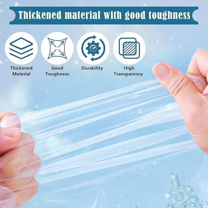 Window Insulation Kit, 87 × 394 Inch Plastic Window Coverings for Winter, Thicken Window Shrink Film Insulator Kit Windows Waterproof Winterizing with 4 Double-Sided Tape for 3 Pcs 7 x 9 Ft Windows