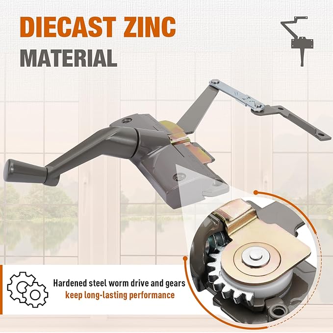 Split Arm Operator for Left Hand with Handle for Replacing Damaged Window Crank Fit Andersen Perma-Shield Casement Window (1982-1995), Stone Color