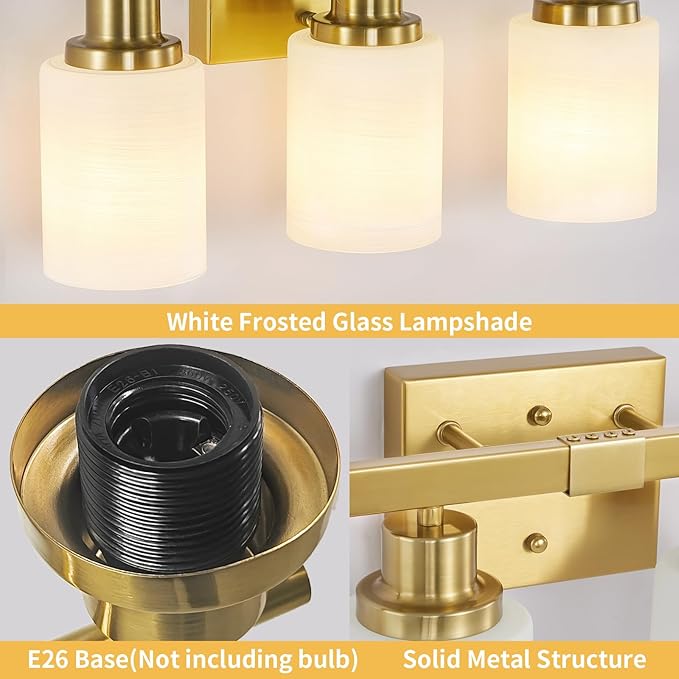 6 Light Gold Bathroom Vanity Light, Gold Bathroom Light Fixtures, 38" Modern Brushed Gold Vanity Lighting Fixtures for Bathroom Over Mirror, Gold Sconces Wall Lighting for Bedroom Living Room
