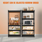 BIG RED Storage Shelving Unit, 5-Tier Adjustable, Heavy Duty Metal Garage Shelves/Utility Rack for Kitchen, Pantry, Basement, Bathroom, Laundry - 2,000 lbs Capacity, Black, 59" H x 28" W x 12" D