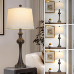 Brown Touch Table Lamps,28.75" Tall Bedside Lamps with USB C+A Ports, 3-Way Dimmable Table Lamp, Nightstand Lamps for Bedroom, Living Room，Brown Lamps with Beige Lampshade, Bulb Included