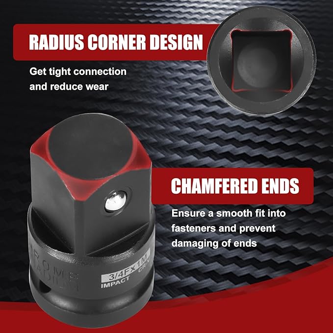 AOBEN 8 Piece Impact Socket Adapter and Reducer Set, 1/4, 3/8, 1/2" SAE Socket Adapter, Impact Driver & Wrench Conversion Kit Socket Reducer Set, Cr-V Steel