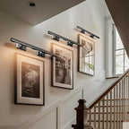 Picture Light, 30in Hardwired Picture Lights for Wall, Dimmable Poster Paintings Frames Light, Brass 4 Lighting Wall Sconces for Art Display Gallery Bathroom Living-Included Bulbs(Black)