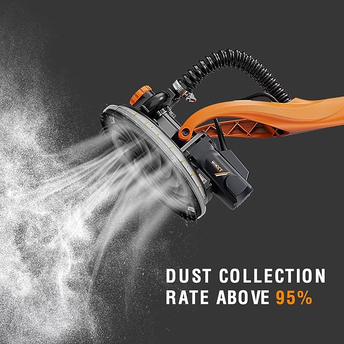 MAXXT Drywall Sander with Vacuum Dust Collection, Popcorn Ceiling Removal Tool, 6 Variable Speed Foldable Telescopic Electric WallSander, 600-1900RPM Power Sander Tool, LED Light, 18Pcs Sanding Discs