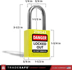 TRADESAFE Lockout Tagout Locks Set - 10 Yellow Keyed Alike Padlocks, 2 Keys Per Lock, OSHA Compliant Loto Locks