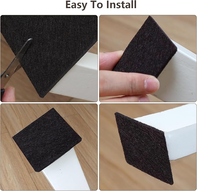 Yelanon Felt Furniture Pads -182 Pcs Premium Felt Pads for Chair Legs Furniture, Floor Protectors for Hardwood Floors, Brown