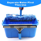 Squeegee with Shelf Storage for Window Cleaning,Window Cleaning Squeegee kit with Bucket&Microfiber Scrubber,Bathroom,Shower Doors,Mirrors,Tiles,and Car Windows Blue