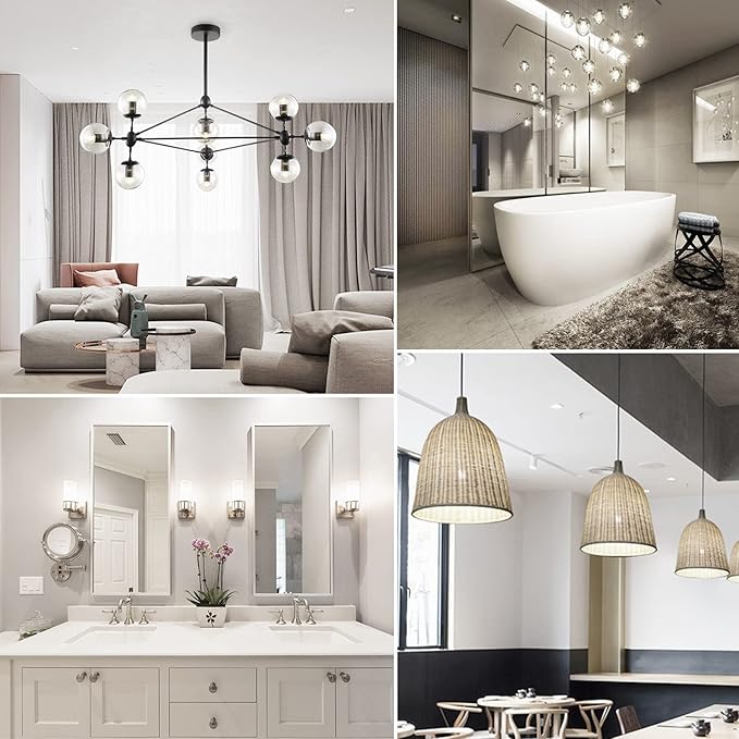 G16.5 Dimmable E12 Led Bulb 6W Equal 60 Watt E12 Candelabra Bulb Daylight 4000K Globe Light Bulb for Chandeliers,Ceiling Fan,Wall Sconce,600lm,AC120V,6Pack