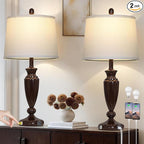 27'' Brown Living Room Lamps Set of 2, 3 Way Touch Control Table Lamps with USB A+C Ports, Modern Bedside Lamps, Elegant Metal Nightstand Lamps for Bedroom Office End Table Decoration