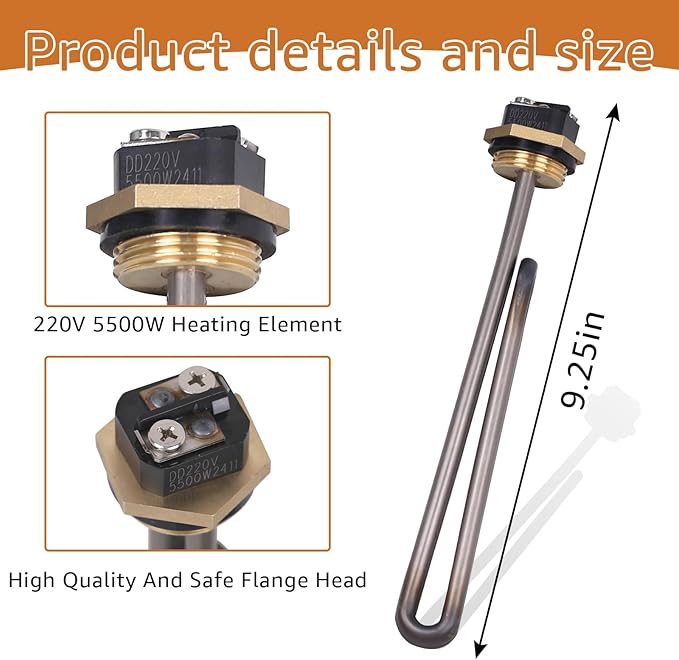 2 Pack HE 55220 Titanium Water Heater Element, Screw in 5.5KW 220V Replacement Part. Compatible with Ecosmart ECO POU 6 ECO 8 ECO 11 Smart Electric Tankless Water Heater Heating Element