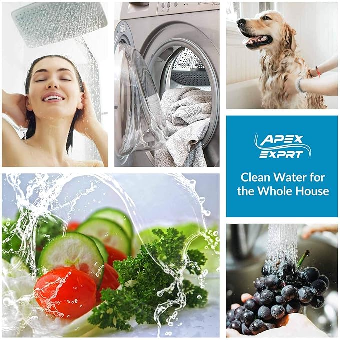 Apex RF-3030 Whole House Water Filtration System Replacement Filter Cartridge Pack of 3 - Contain Sediment, Multi-Stage Heavy Metal removal cartridge and Carbon Cartridge - High Filtration Capacity
