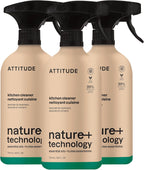 ATTITUDE Kitchen Cleaner Spray, Natural Origin Ingredients, EWG Verified, Cleans and Degreases, Streak-Less, Lavender & Rosemary, 26 Fl Oz (Pack of 3)