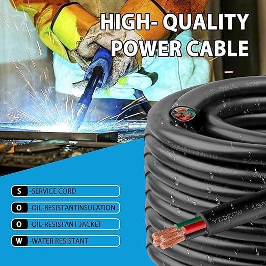 200ft 18/4 18 AWG Portable Power Cable (4 Conductor) - SOOW 600V 18 Gauge Electric Wire for Motor Leads, Portable Lights, Battery Chargers and Machinery - 4 Conductor - 200 Feet Electrical Cord