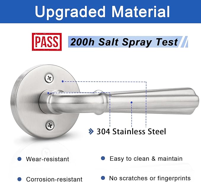 Orger 2 Pack Brushed Nickel Dummy Door Handle Lever One Side Non-Turning Dummy Door, Pantry Closet Door Lock Non-Functioning Dummy Door Handle