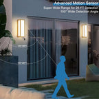 Motion Sensor Outdoor Wall Sconce LED 30W Aluminum - Gold Modern Exterior Light Fixture, 3000K Warm,IP65 Waterproof Rectangular Porch Lighting,for Patio,Garage,Front Door