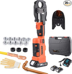 Multifunctional Electric Hydraulic Crimping Tool, 12 Ton 8AWG-600MCM and Pro Press Copper Crimper Tool with 1/2, 3/4, 1 Crimping Range, Hydraulic Cable Cutte φ25/32”Steel Wire Cutter 120KN