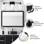 Bathroom Vanity Light Fixtures Brushed Black Over Mirror with Milk Glass Shade Wall Sconce Lighting Lamp Bath 3-Lights (Exclude E26 Bulb)