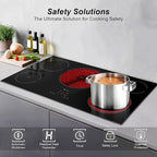 Electric Cooktop 36 Inch 5 Burners, Electric Stove Top, Built-in Ceramic Radiant Cooktop with Sensor Touch Control, Fast Heat, Multiple Safety Protection, 9000W with Hard Wire for 220V~240V