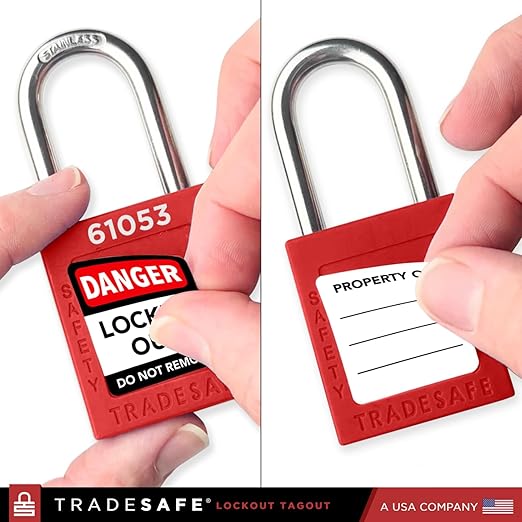 TRADESAFE Lockout Tagout Locks Set - 10 Red Loto Locks, Lockout Locks Keyed Different, 1 Key Per Lock, OSHA Compliant Lock Out Tag Out Padlocks, Safety Padlocks for Electrical Lockout Tag Out Kits